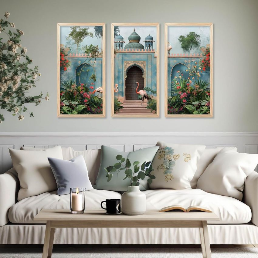 kotart - Madhubani Art Painting with Frame for Living Room | Painting for wall Decoration |Traditional Indian Art Pichwai Wall Décor Paintings SET OF 3 (10X19 INCH, E)