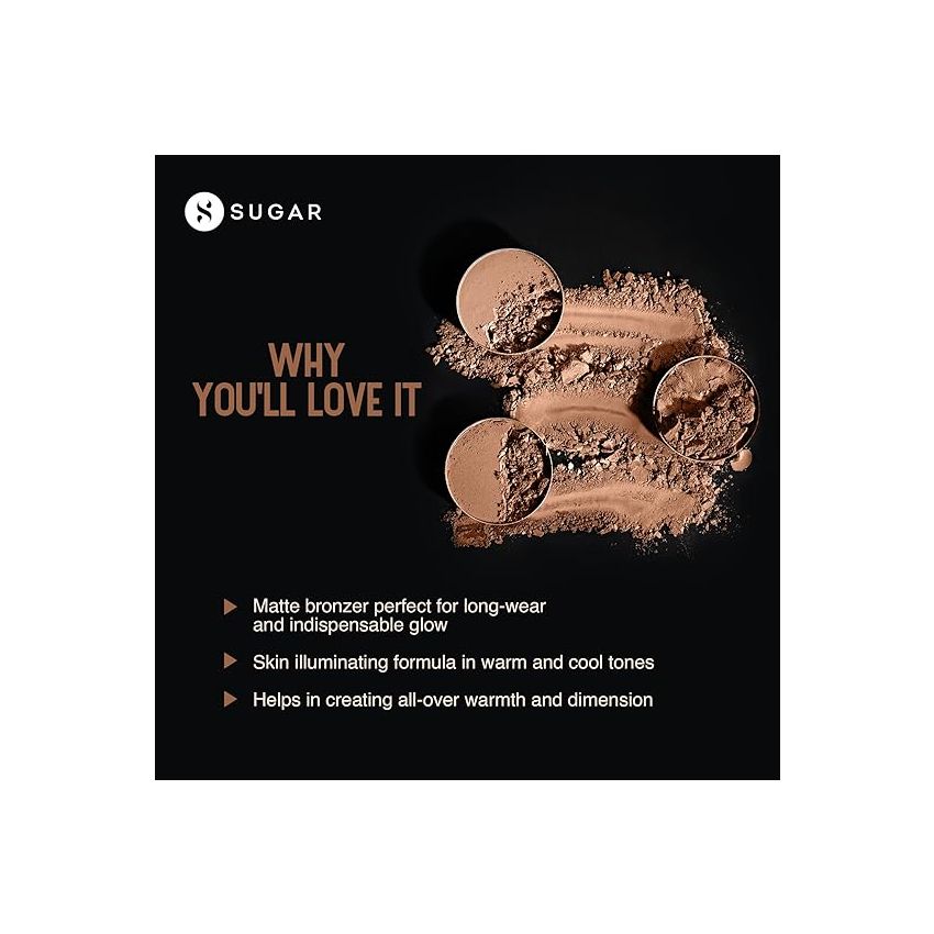 SUGAR Cosmetics - Contour De Force - Mini Bronzer - 02 Woody Wonder (Warm Brown Bronzer) - Lightweight, Contour Bronzer with Matte Finish