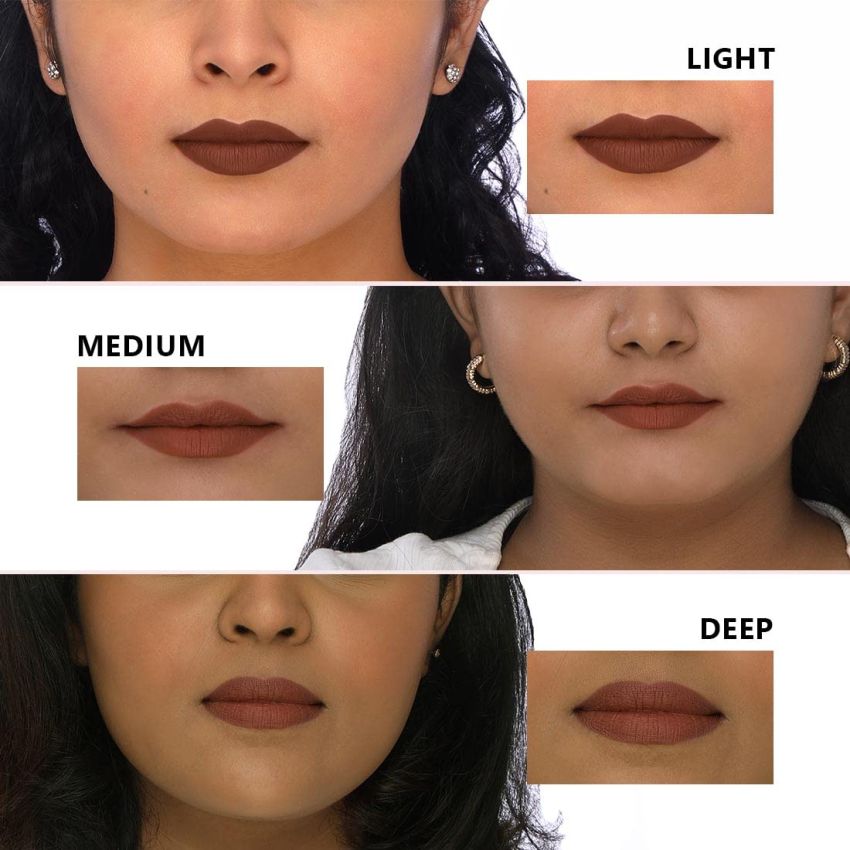 Plum Twist & Go Matte Lipstick | Ceramides + Hyaluronic Acid | Airbrushed Finish | Long Lasting | 100% Vegan & Cruelty-Free | Brown To Earth - 130 (Warm Earthy Brown)