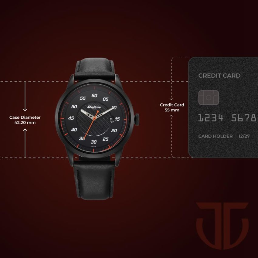 Titan Octane Phoenix Quartz Analog with Date Black Dial with Black Leather Strap Watch for Men-1806NL05/NT1806NL05