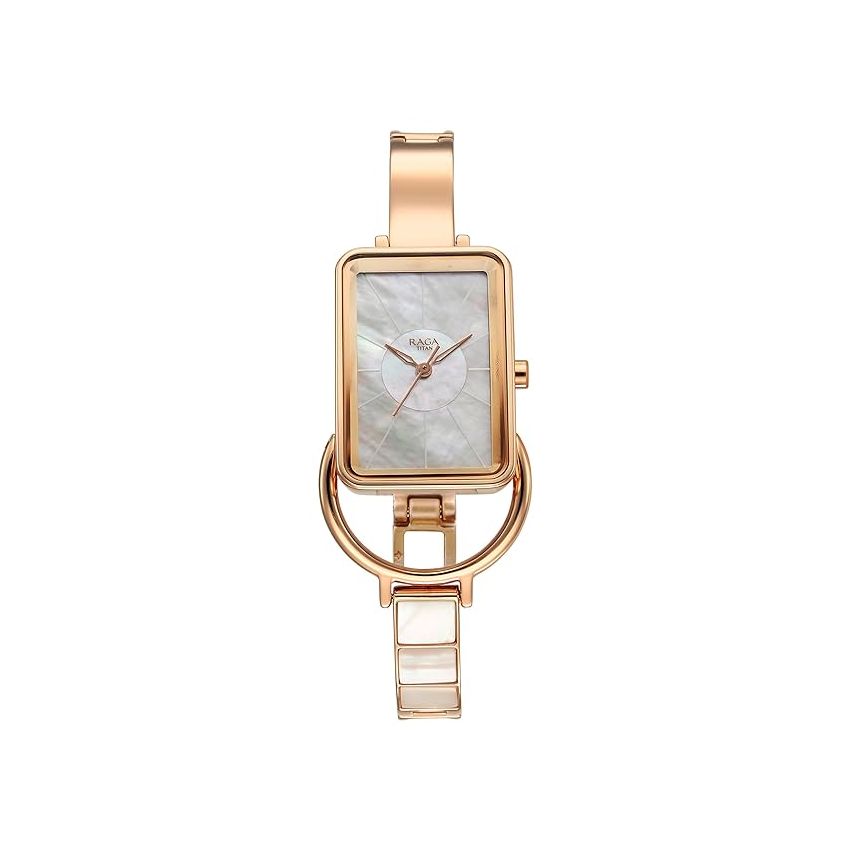 Titan Raga Power Pearls Quartz Analog Mother of Pearl Dial Metal Strap Watch for Women-NS95223WM01F/NT95223WM01F
