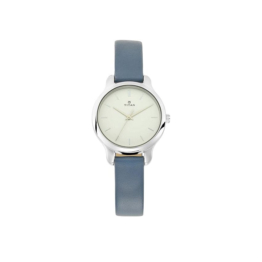Titan Women's Chic minimalist watch with White dial and leather strap-NS2481SL10/NT2481SL10