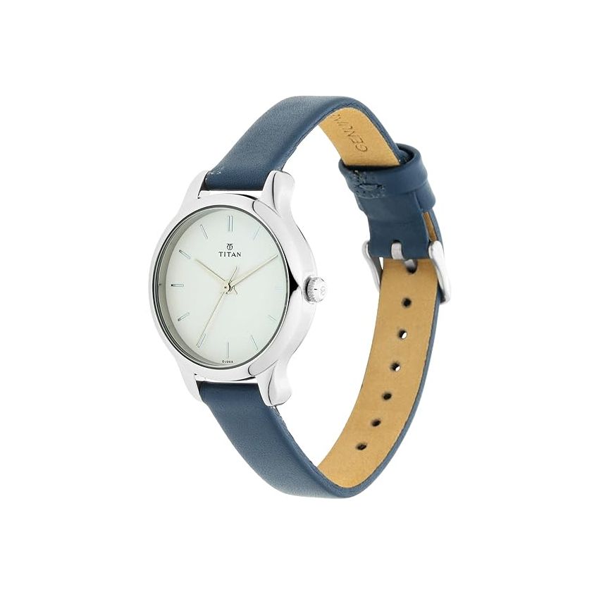 Titan Women's Chic minimalist watch with White dial and leather strap-NS2481SL10/NT2481SL10
