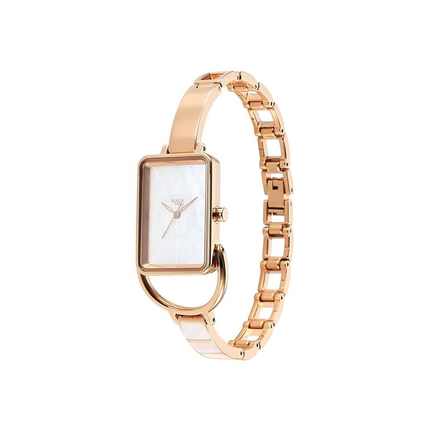 Titan Raga Power Pearls Quartz Analog Mother of Pearl Dial Metal Strap Watch for Women-NS95223WM01F/NT95223WM01F