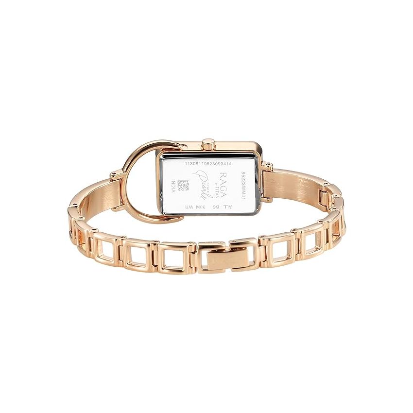 Titan Raga Power Pearls Quartz Analog Mother of Pearl Dial Metal Strap Watch for Women-NS95223WM01F/NT95223WM01F