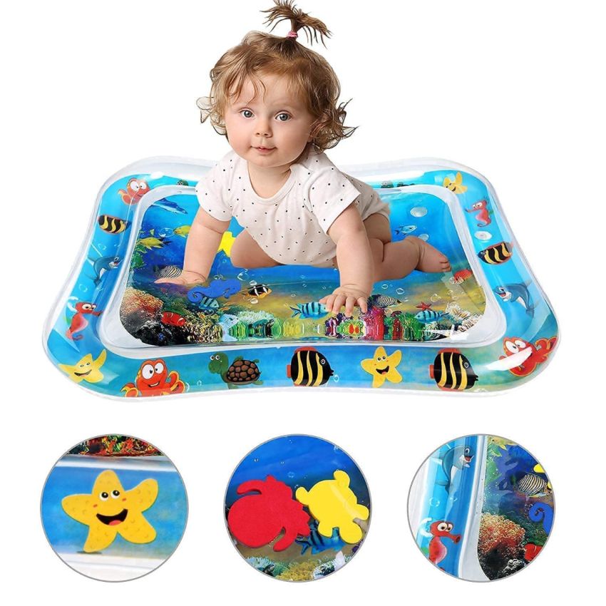 Cable World Baby Kids Water Mat Toys Inflatable Tummy Time Leakproof Water Mat, Fun Activity Play Center Indoor and Outdoor Water Mat for Baby Random Design