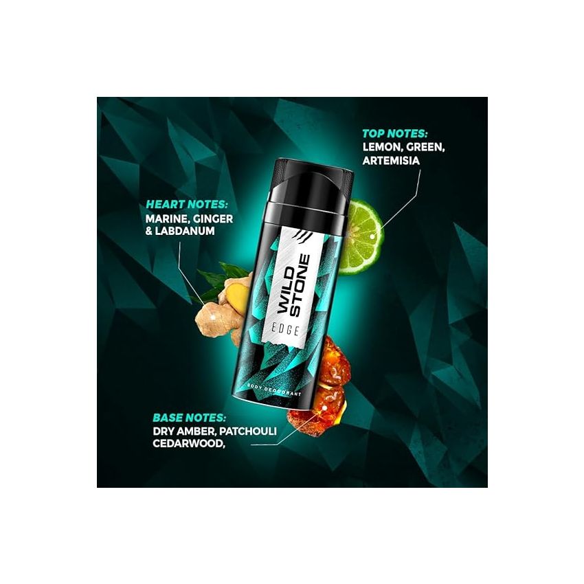 Wild Stone Edge Deodorant Spray For Men, Long Lasting Refreshing Everyday Wear Fragrance, 150Ml