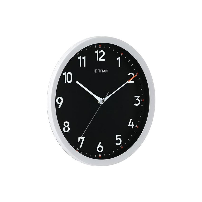 Titan Plastic Contemporary Analog Wall Clock with Silent Sweep Technology, 30 Cmx30 Cm (Medium) (White)
