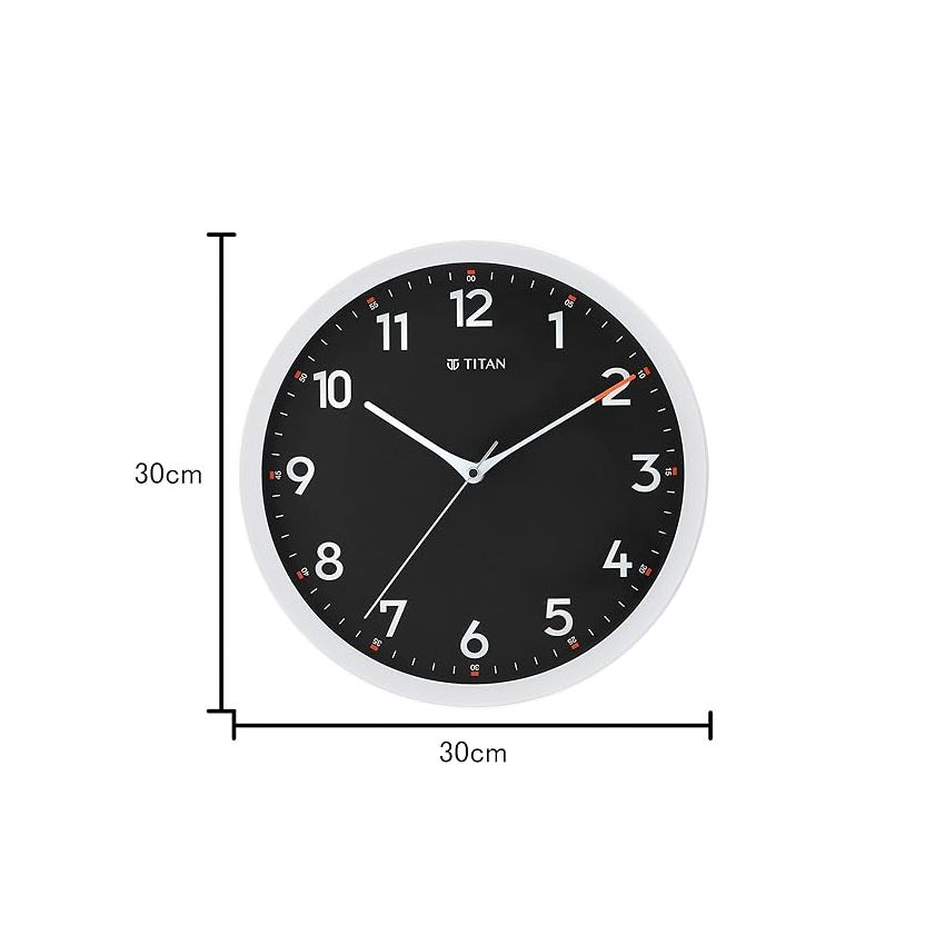 Titan Plastic Contemporary Analog Wall Clock with Silent Sweep Technology, 30 Cmx30 Cm (Medium) (White)