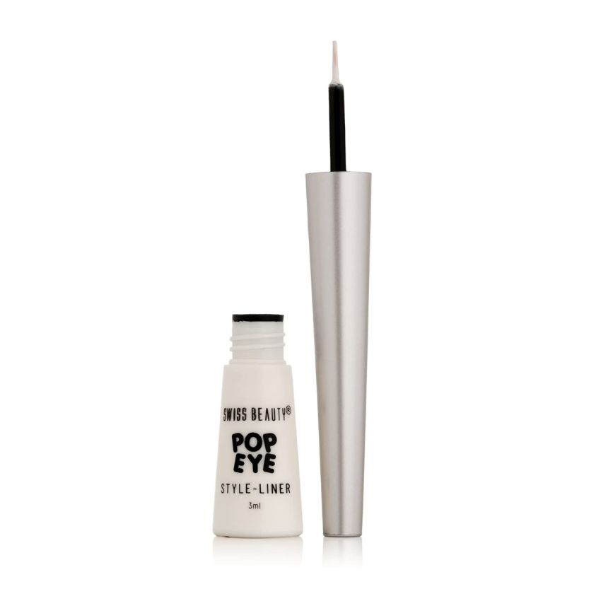 Swiss Beauty Pop Eyeliner | Waterproof And Long Lasting Liquid Eyeliner | Smudge Proof Eye Makeup |Quick Drying |Shade - White, 3 Ml |