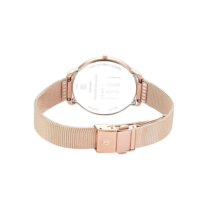 Titan Edge White Dial Analog Stainless Steel Strap Watch for Women-NS2654WM01/NT2654WM01