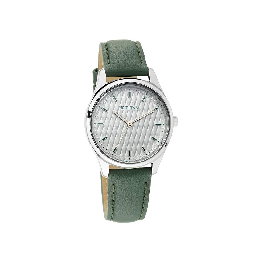 Titan Ladies Neo Economy Analog White Dial Leather Women's Watch 2639Sl04/Nn2639Sl04/Np2639Sl04