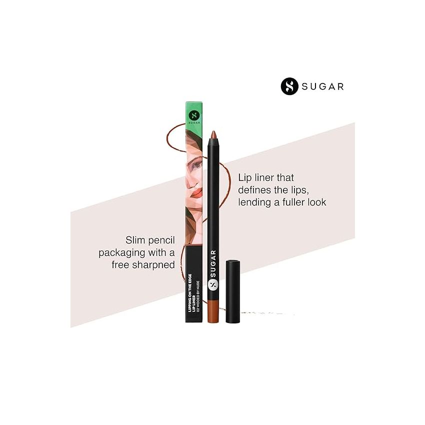 SUGAR Lipping On The Edge Lip Liner | Lasts upto 10hrs | Waterproof | 1.2gm - 02 Wooed By Nude (Peach Nude)