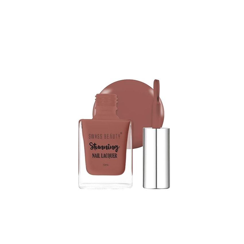 Swiss Beauty Stunning Nail Lacquer | Chip Resistant, Quick drying nail paint | Highly Pigmented with high shine Nail polish | Shade - Woody, 10gm
