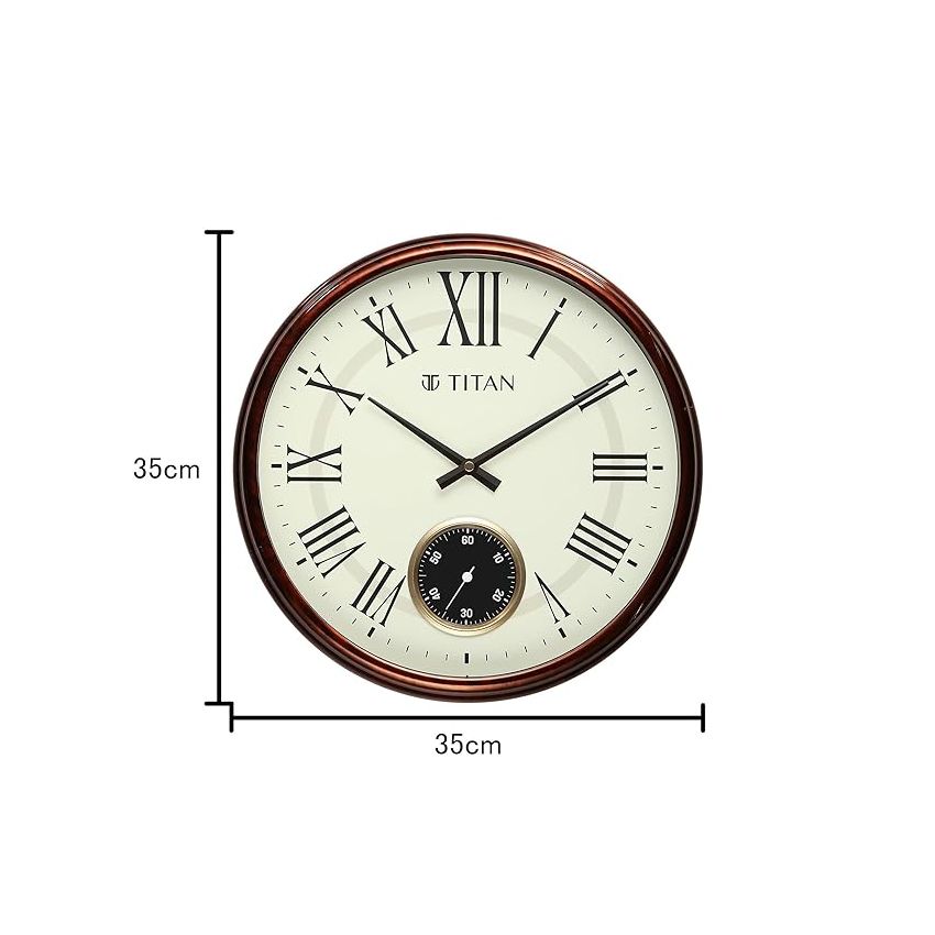 Titan Classic Sub-Second Analog Wall Clock - Wood Finish(35Cm X 35 Cm)