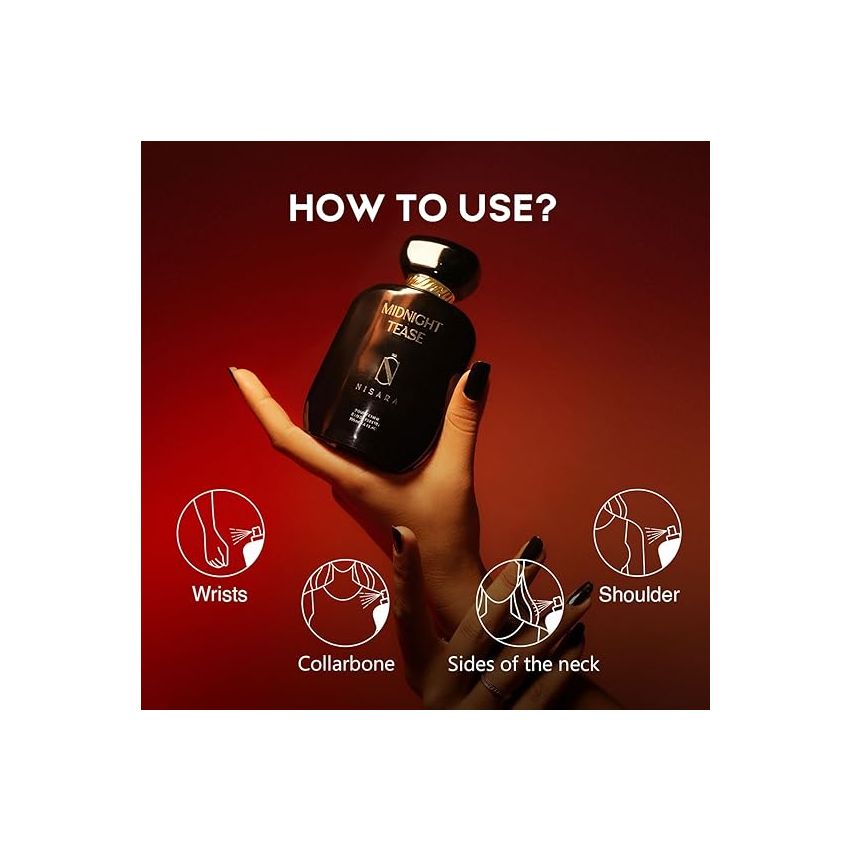 Nisara Midnight Tease Perfume for Women (Pack of 2 * 100 ml) | Floral Woody Musky Fragrance | With Musk, Cedarwood & Vanila Notes | Long Lasting EDP Scent Spray | Girl Parfum