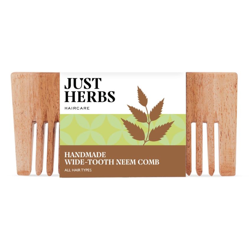Just Herbs Handmade Wooden Neem Comb for Hair Growth and Hairfall Control for Men & Women