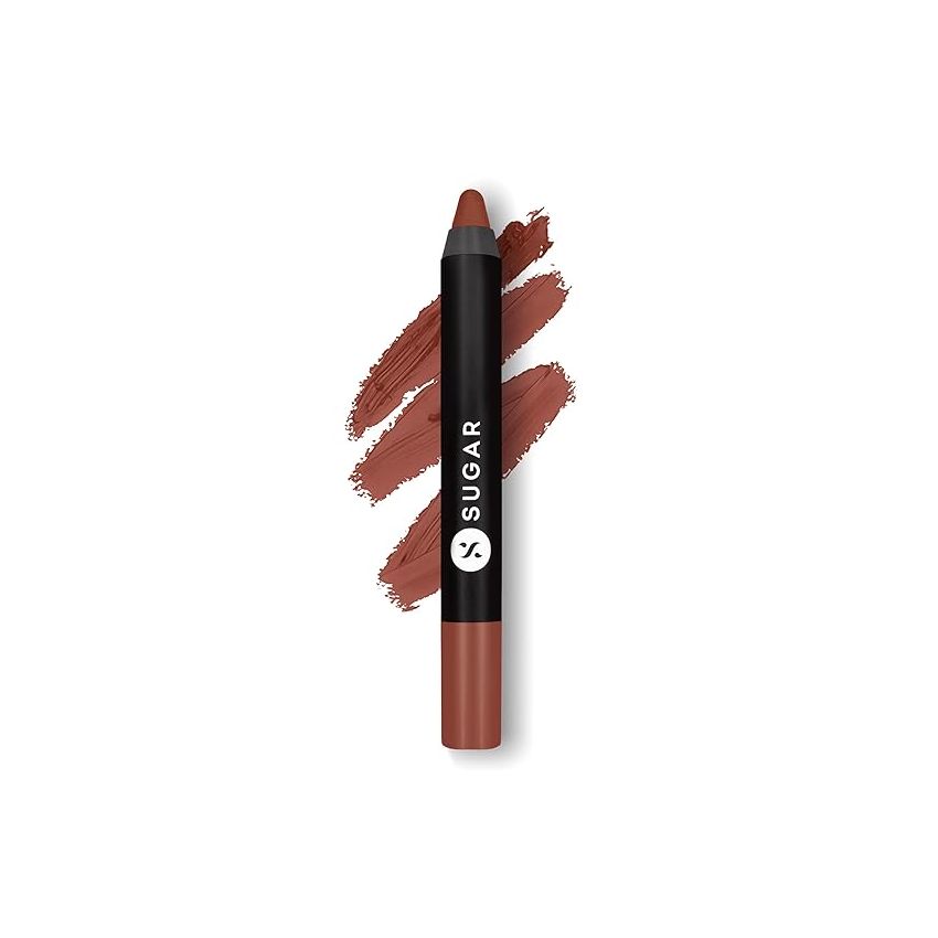 SUGAR Cosmetics Matte As Hell Crayon Lipstick with Sharpner | Smudgeproof | Lasts Upto 8+ Hrs | 2.8gm - 19 Emma Woodhouse