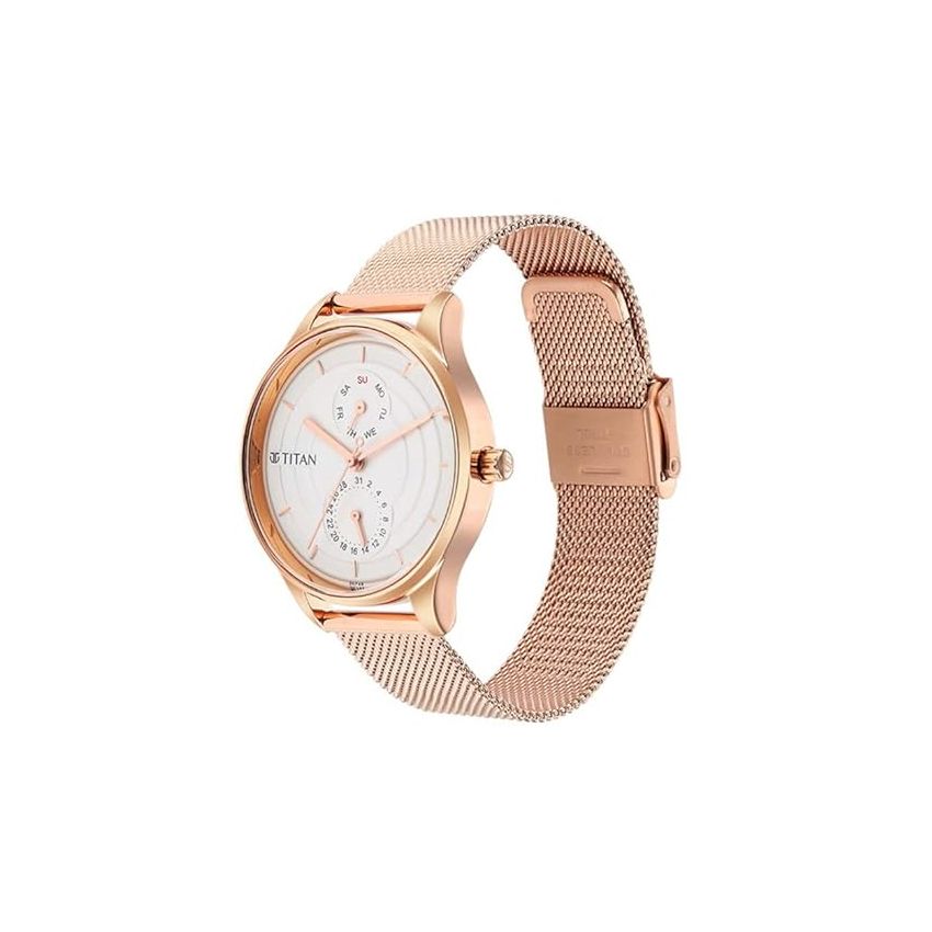 Titan Neo Workdays Silver Dial Quartz Multifunction Stainless Steel Strap Watch for Women-NS2670WM07/NT2670WM07