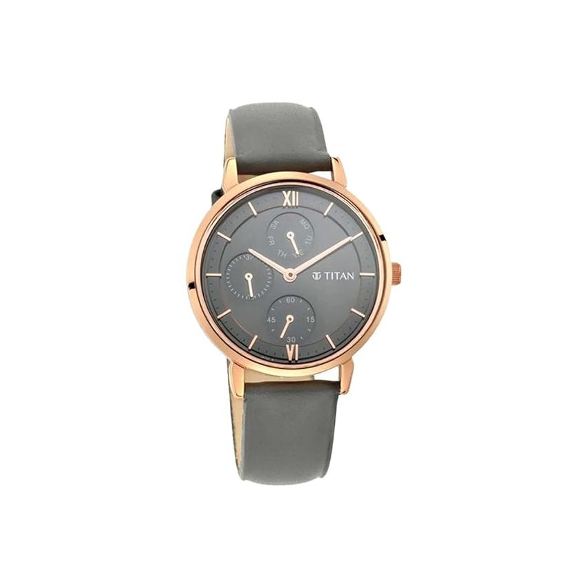 Titan Women's Regal: Roman Numeral Black Dial & Leather Strap Watch-NS2652WL01/NT2652WL01