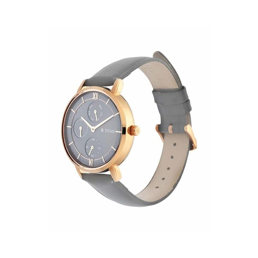 Titan Women's Regal: Roman Numeral Black Dial & Leather Strap Watch-NS2652WL01/NT2652WL01