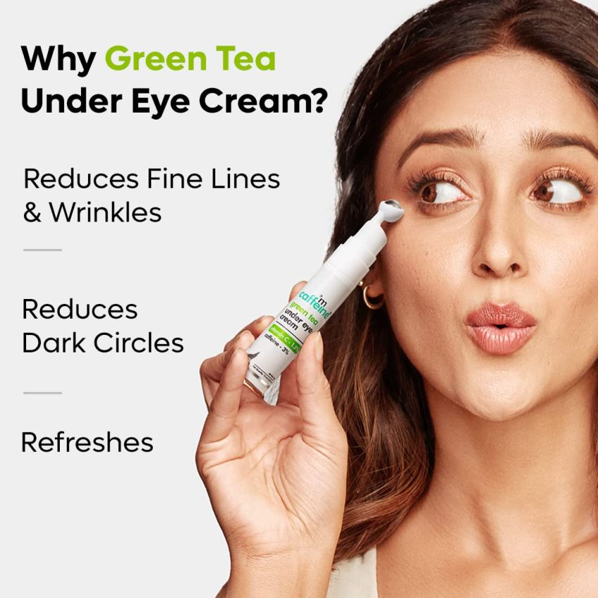 mCaffeine Green Tea Under Eye Cream to Reduce Fine Lines, Wrinkles & Dark Circles