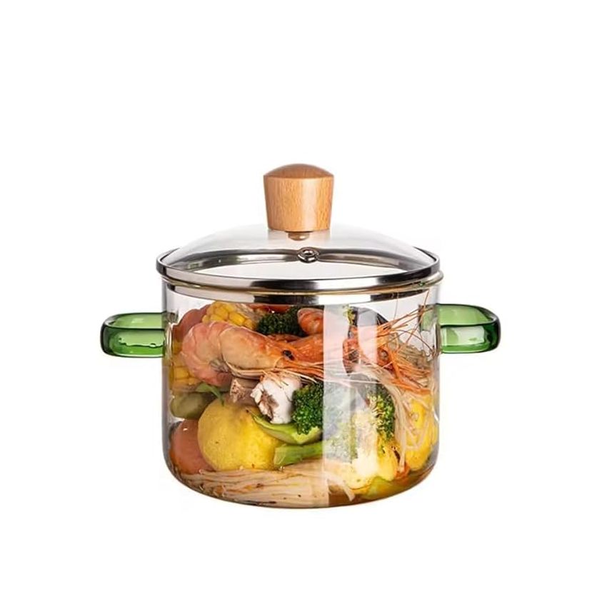 Incrizma Glass Saucepan With Cover,1.6L Heat-Resistant Glass Stovetop Pot And Pan With Lid,The Best Handmade Glass Cookware Set Cooktop Safe For Pasta Noodle,Soup,Milk,Baby Food(1500 Ml),Polished