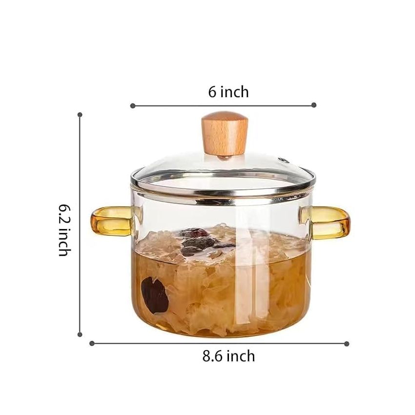 Incrizma Glass Saucepan With Cover,1.6L Heat-Resistant Glass Stovetop Pot And Pan With Lid,The Best Handmade Glass Cookware Set Cooktop Safe For Pasta Noodle,Soup,Milk,Baby Food(1500 Ml),Polished