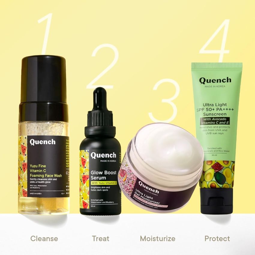 Quench Yuzu Vitamin C Foaming Face Wash for Brighter & Glowing Skin (3X More Vitamin) | Removes Makeup, Dirt & Impurities | Gently Exfoliates | Prevents Acne & Blackheads | Made in Korea (100ml)