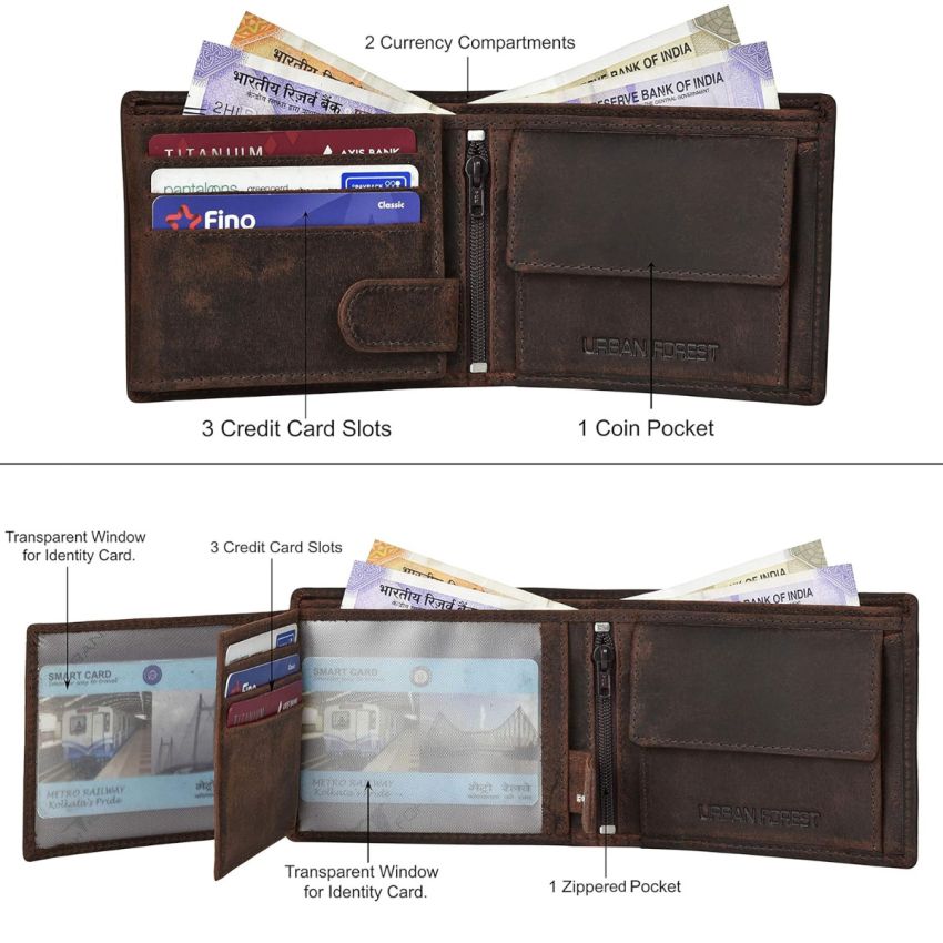 URBAN FOREST Zeke Vintage Leather Wallet & Casual Leather Belt Combo Gift Set