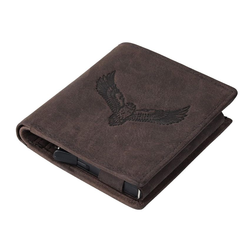 URBAN FOREST Zenon Vintage Brown Metal Card Holder Wallet for Men