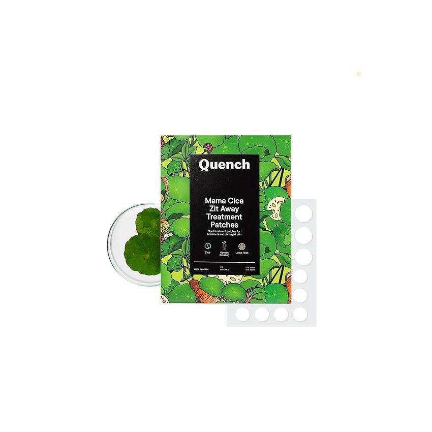 Quench Zit Away Acne Pimple Patches for Face | 24 Hydrocolloid Patches with Salicylic Acid & Cica Herb Repair | Shrinks Pimples Overnight (Pack of 1, Transparent)