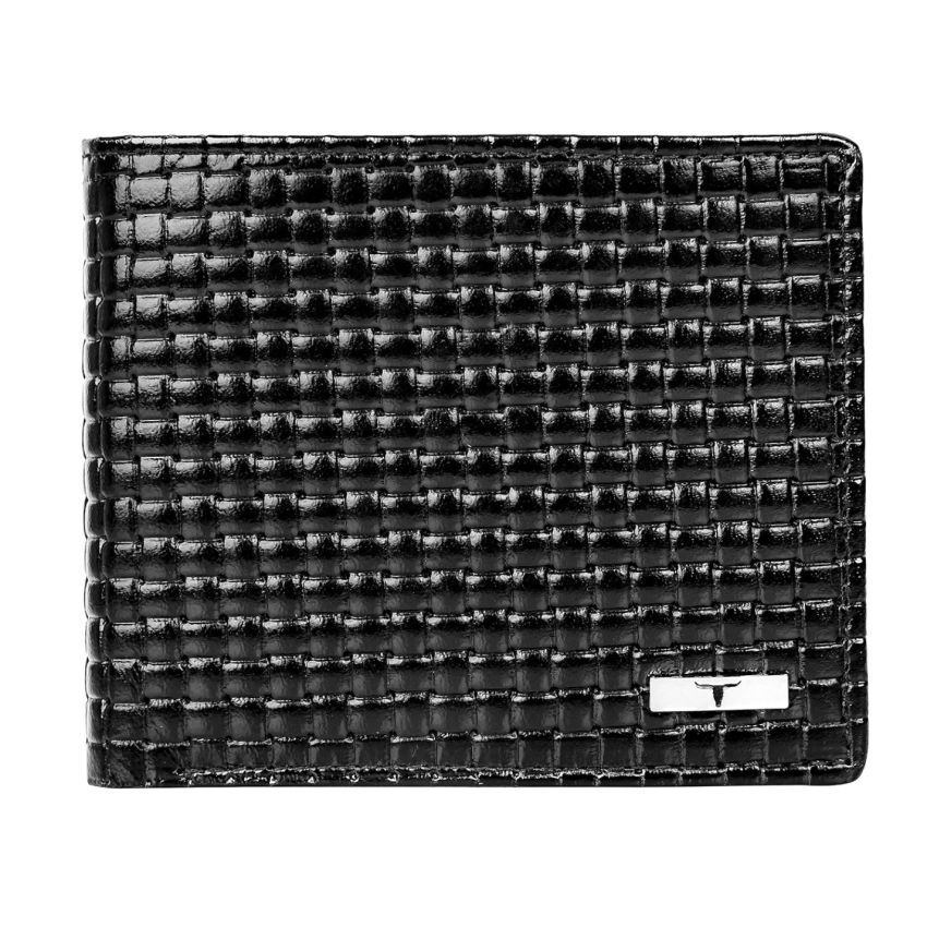 URBAN FOREST Zyon Printed Black Leather Wallet for Men