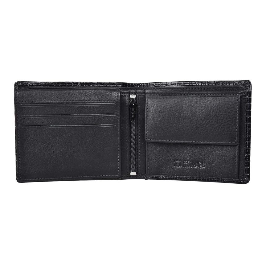 URBAN FOREST Zyon Printed Black Leather Wallet for Men