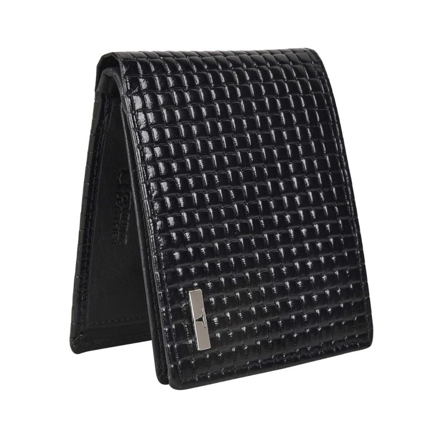 URBAN FOREST Zyon Printed Black Leather Wallet for Men