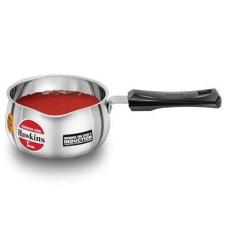 Hawkins 1 Litre Tpan, Stainless Steel Tea Pan, Induction Sauce Pan, Chai Pan, Small Pan, Silver (SST10)