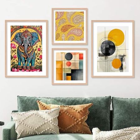 kotart Premium Paintings with Frame for Home Decoration - Painting for Living Room Bedroom Office - Vibrant Painting for Wall Decoration - Pack of 4 (Art 2, (10X13 Or 10X10 inch), Framed)