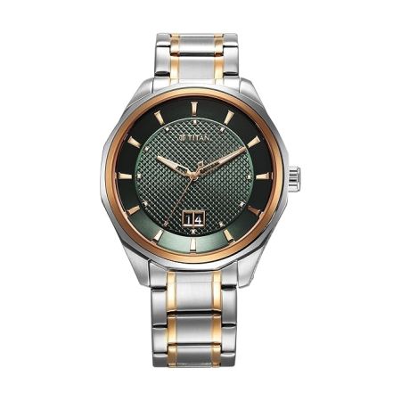 Titan Regalia Opulent Quartz Analog with Date Green Dial with Two Toned Stainless Steel Strap Watch for Men-1829KM06