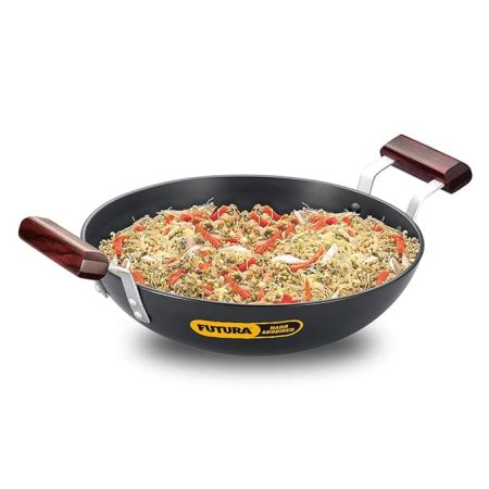 Hawkins Futura 2.75 Litre Deep Fry Pan, Hard Anodised Kadai, Round Bottom Kadhai, Black (AK275)