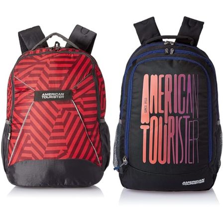 American Tourister 32.5 Ltrs Large Size Standard Backpack (Amt Mist Sch Bag03 Red), Dark Red