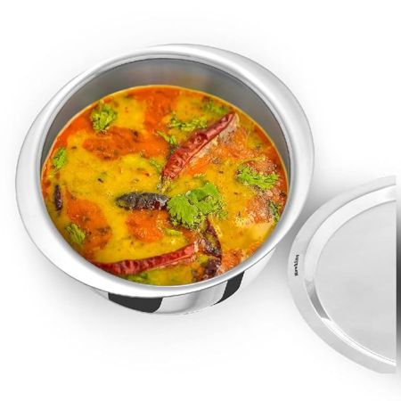 Hawkins 4 Litre Metro Patila, Triply Stainless Steel Tope with Stainless Steel Lid, Induction Bhagona, Tapeli, Silver (Ssp40S),Polished, 4 Liter