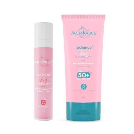 Aqualogica Radiance+ Dewy Sunscreen Cream With Watermelon & Niacinamide | Spf 50+ |Pa+++