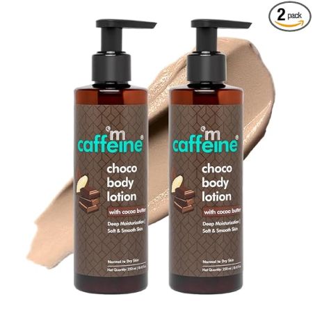 mCaffeine Deep Moisturizing Choco Body Lotion for Dry Skin (Pack of 2) | All Season Moisturizer for Body with Cocoa Butter & Shea Butter | Non-Sticky Body Lotion for Women & Men (500ml)