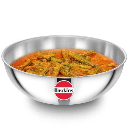 Hawkins 5 Litre Metro Kadhai, Triply Stainless Steel Induction Tasla, Silver (SSTA50)