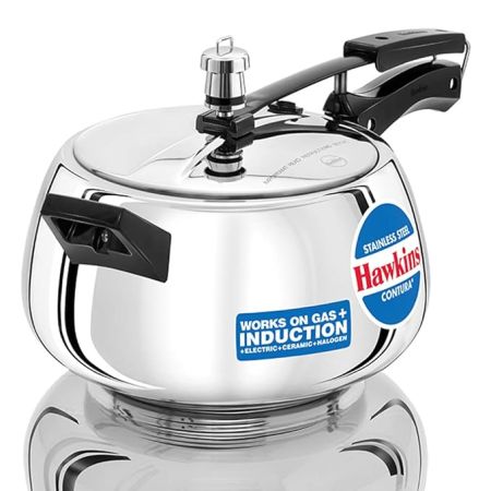 Hawkins 5 Litre Contura Pressure Cooker, Stainless Steel Inner Lid Cooker, Handi Cooker, Induction Cooker, Silver (SSC50)