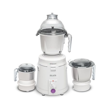 Sujata Dynamix DX Mixer Grinder, 900W, 3 Jars (White,Plastic)