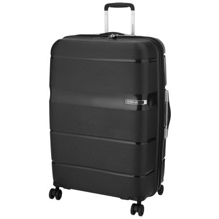American Tourister Trolley Bag for Travel|Linex 77 Cms Polypropylene Hardsided 4 Spinner Wheels Large Check-in Luggage Bag|Suitcase for Travel|Trolley Bag for Travelling,Black