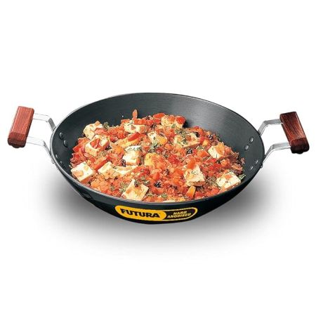 Hawkins Futura 2.5 Litre Deep Fry Pan, Hard Anodised Kadai, Flat Bottom Kadhai, Black (AD25)