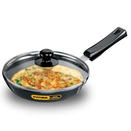 Hawkins Futura 22 cm Frying Pan, Hard Anodised Fry Pan with Glass Lid, Small Frying Pan, Black (AF22G)