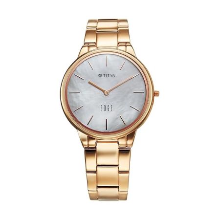 Titan Edge Metal Ladies Allure Quartz Analog Rich Mother of Pearl Dial Stainless Steel Strap Watch for Women-2734WM01/NT2734WM01